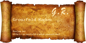 Groszfeld Rados névjegykártya